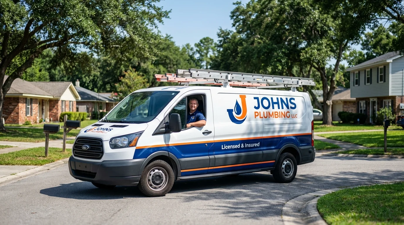 Johns Plumbing LLC service van in Platteville, WI