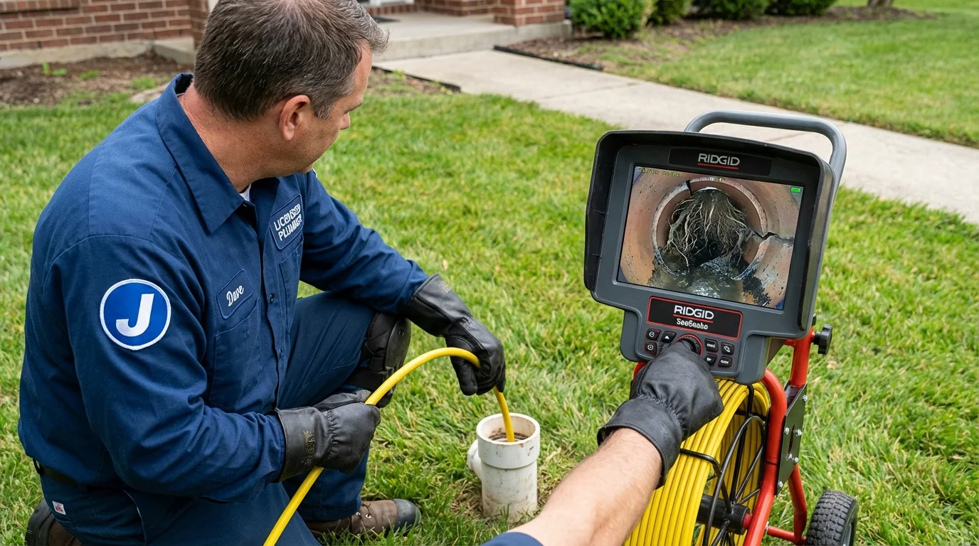 Sewer camera inspection being performed by Johns Plumbing LLC in Platteville
