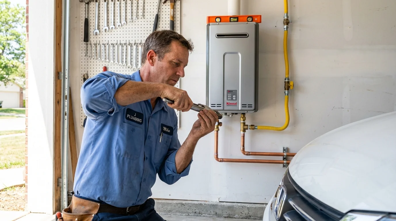 Tankless water heater installation by a Johns Plumbing LLC plumber in Platteville